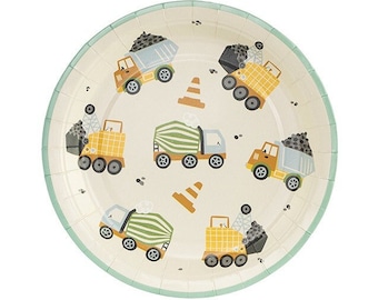 6 Construction Themed PaperPlates, Small Constructiom Plates, Construction Birthday Party, Construction Themed Birthday Party