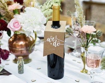 10 Bottle Labels 'We Do', Bottle Labels, Wedding Table Decor, Bottle Labels, Wine Bottle Tags, Wedding Table Decor, Country Wedding