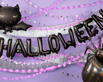 Happy Halloween Balloon Bunting, Halloween Decorations, Haunted House Party, Witches Party, Halloween Kids Party, Spooky Halloween Balloons