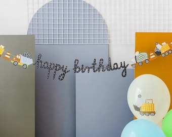 Banner de feliz cumpleaños de construcción, Banner de feliz cumpleaños de excavadora, Banderines de cumpleaños de construcción, Decoraciones de cumpleaños de construcción, Constructor