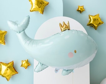 Adorable Blue Whale Balloon, Baby Shower Party Balloons, Foil Balloons, 1st Birthday Balloon, Kids Birthday, Whale Balloon, Ocean Theme