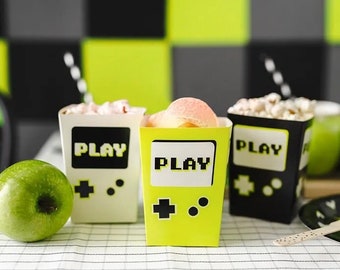 Video Game Popcorn Boxes, Set of 6, Gamer Party Boxes, Video Game Party Decorations, Video Game Treat Boxes, Kids Birthday, Tableware