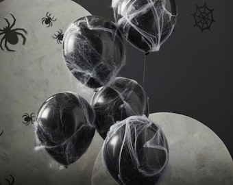 Spiderweb Halloween Balloons, Spider Balloons, Halloween Balloons, Balloons with Spiders, Halloween Decoration, Haunted House, Black Balloon