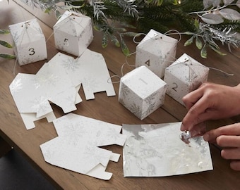 DIY Silber Schneeflocken Box Adventskalender, erstellen Sie Ihre eigenen, Schneeflocken Boxen Adventskalender, personalisierte Adventskalender, befüllen Sie Ihre eigenen