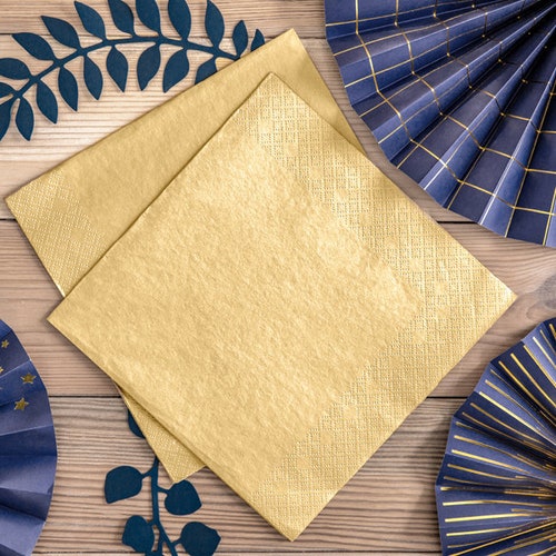 Gold Metallic Paper Napkins 3ply Set of 20 Plain Gold Etsy UK