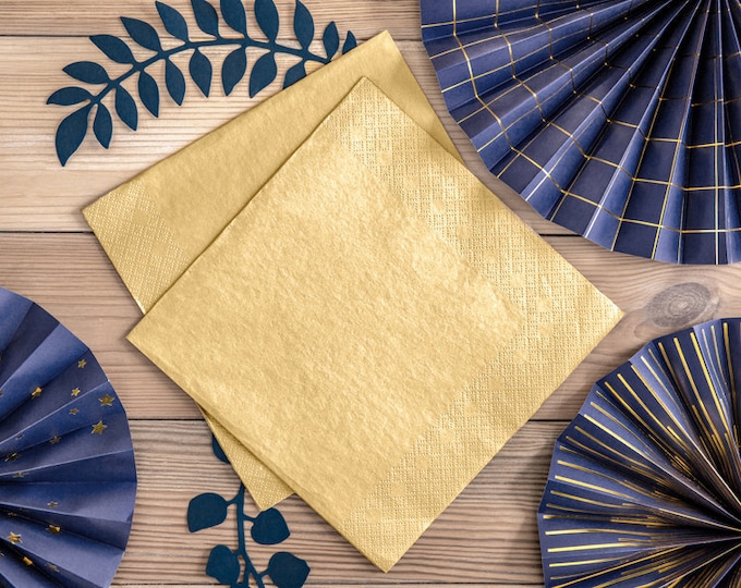 Gold Metallic Paper Napkins 3ply Set of 20 Plain Gold Napkins Gold