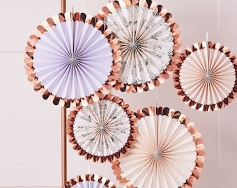 Atemberaubende Pastell- und Blumenpapierfächer, Nachmittagstee-Partyfächer, Party-Wanddekoration, Windrad, Geburtstagsfeierfächer, Muttertag, Rosegold