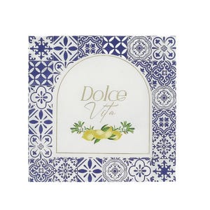 16 servetten &quot;Dolce Vita&quot;, 33 x 33 cm, 3-laags, hoge kwaliteit, citroenservetten, zomerservetten, citroenpapieren servetten, blauwe en witte servetten, citroen
