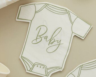 Sage Babygrow Paper Napkins 16 Pack, Sage Baby Napkins, Baby Shower Napkins, Sage Baby Shower, Gender Reveal Napkins, Baby Napkins