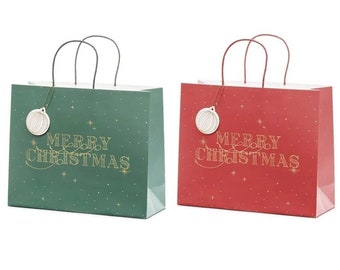 Frohe Weihnachten Geschenk Tasche, Tief Rot Gold Sterne Print, Weihnachtsgeschenke, Weihnachtsgeschenk Tasche, Erwachsene Geschenktüte, Weihnachtsgeschenk Papiertüte, Wrap