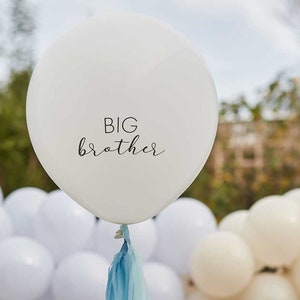 Globo ecológico de Gran Hermano con borlas azules, globo de Gran Hermano con borlas, globos para revelar el género, globos azules, globo con borlas