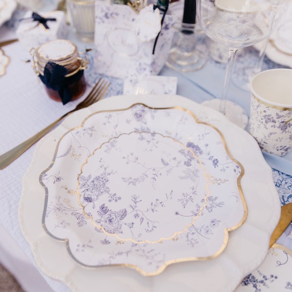 Blue and gold paper cheap plates