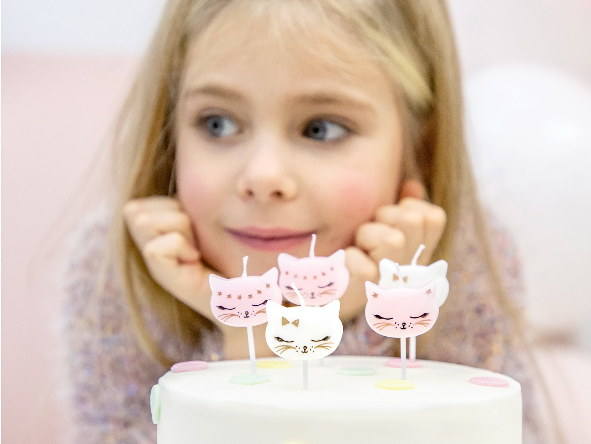 Cute Cat Cake Candles 6 Cat Candles Pink and White Cat Etsy UK