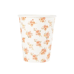 8 Peachy Floral Paper Cups, Paper Cups, Floral Paper Cups, Afternoon Tea Decorations, Floral Tableware,  Mother's Day Tableware