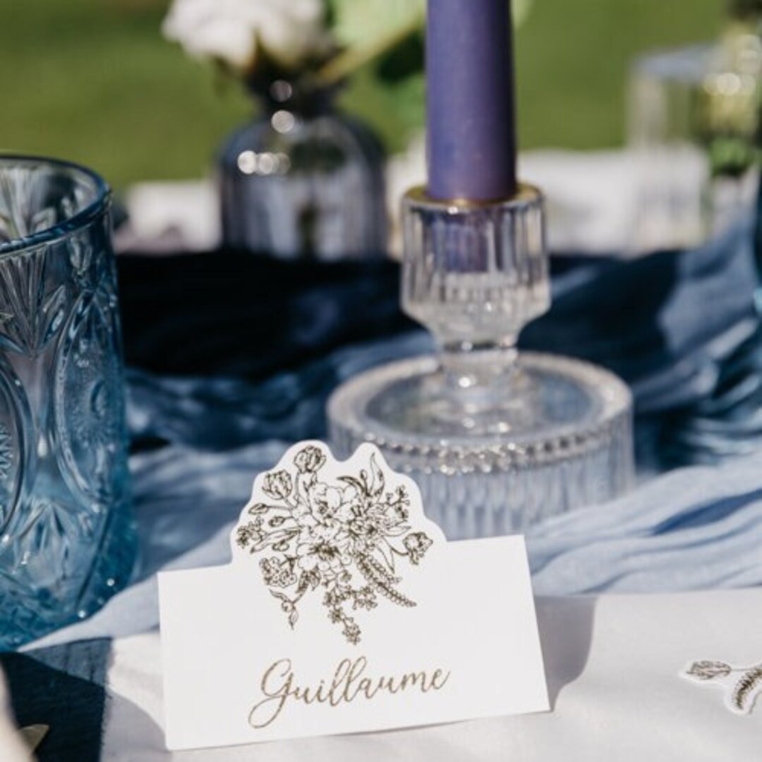 10 Place Cards With Elegant Gold Leaves, Luxurious Wedding Place Cards ...