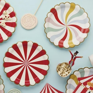 8 piatti di carta da circo, alta qualità, piatti da circo, festa a tema circo, tema luna park, stoviglie da circo, decorazioni da tavolo da circo, vintage