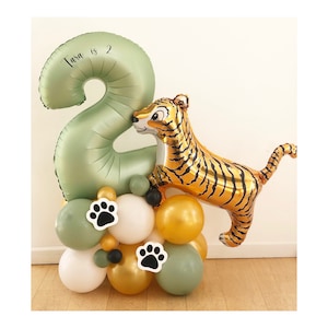 Escultura de globo de tigre grande de alta calidad, cualquier número, globo apilable de safari, escultura de globo de tigre, globos de tigre, temática de safari