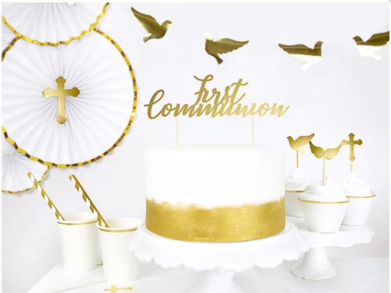 Topper per torta Prima Comunione, Cake Topper, Decorazione torta oro,  Decorazione torta oro, Topper oro, Topper torta oro, Santa Comunione - Etsy  Italia