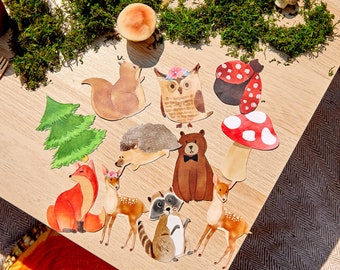 Adorable Woodland Animal Cutouts, 10 Woodland Cutouts, 2 Sizes, Woodland Animal Decorations, Kids Woodland Theme, 1st Birthday, Table Deco