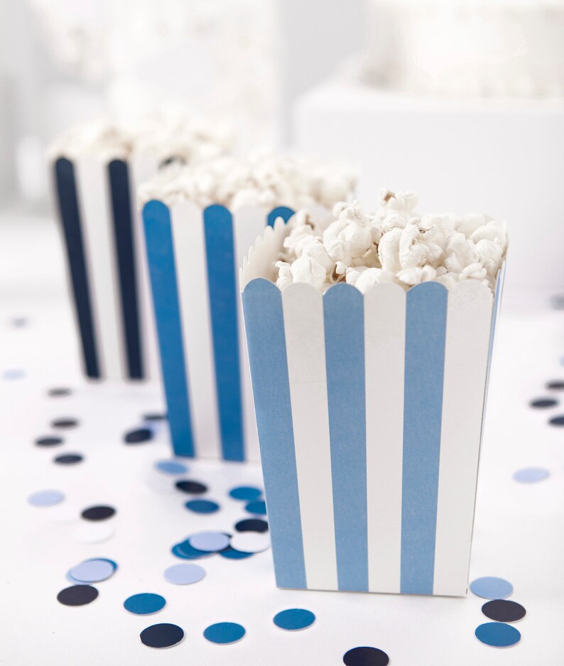 Blue Popcorn Boxes Striped Popcorn Boxes Blue Striped Etsy