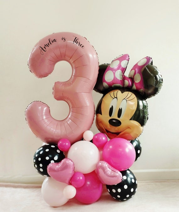 Minnie Mouse Birthday Decoration Makes 2 Balloon columns for party or Gift  kit, No helium or balloon stands needed, instructions included.