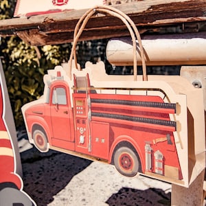 Vintage Fire Truck Kraft Bags, Fire Engine Party Bags, Fireman Bags, Fireman Party Decorations, Fireman Party, Vintage Fireman, Vintage Fire