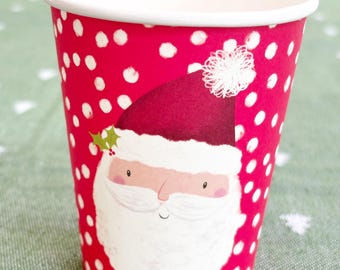 6 Copos de Papel do Papai Noel, Copos de Papel de Natal, Copos Descartáveis de Natal, Utensílios de Mesa de Natal, Copos de Papel de Natal Infantis, Copos do Papai Noel
