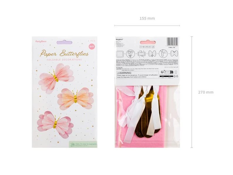 Large Tissue Paper Butterflies: Party Chair Decorations, 50x40cm (Set of 3) image 4