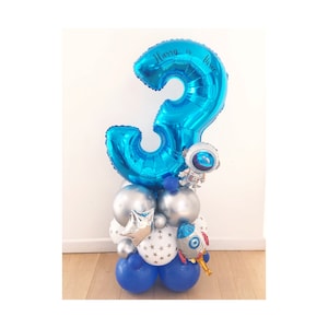 DIY Large 55&quot; Blue Birthday Balloon Sculpture, Astronaut Balloon Sculpture, Space Balloon Sculpture, Blue Birthday Balloon, Rocket