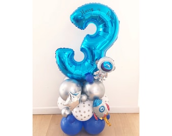 DIY Large 55" Blue Birthday Balloon Sculpture, Astronaut Balloon Sculpture, Space Balloon Sculpture, Blue Birthday Balloon, Rocket