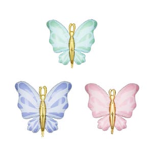 Palloncino gigante a forma di farfalla in menta pastello, blu o rosa, palloncino a forma di farfalla, 69 x 69 cm, palloncino con decorazioni a forma di farfalla, palloncino di compleanno