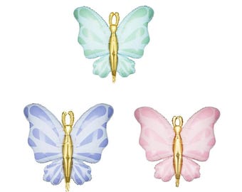 Giant Butterfly Foil Balloon in pastel mint, blue or pink, Butterfly Balloon, 69x69 cm, Butterfly Decorations Balloon, Birthday Balloon