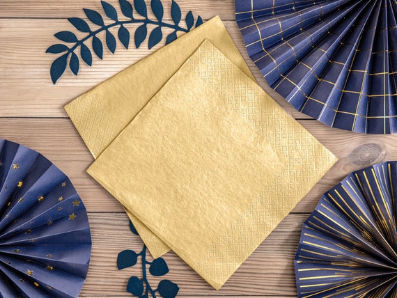 Gold Metallic Paper Napkins 3ply Set of 20 Plain Gold Napkins Gold Paper  Napkins Gold Party Decorations Gold Tableware 