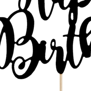 Black Happy Birthday Cake Topper Black Cake Topper Birthday - Etsy