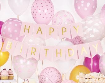 Pastel Pink Happy Birthday Banner, Pink Happy Birthday Banner, Happy Birthday Garland, Pink Happy Birthday Garland, Pink Happy Birthday