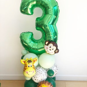 DIY Large 55 Safari Birthday Balloon Sculpture, Cute Safari Animal Balloon , DIY Kit, No helium required, 1st birthday, Number Balloon image 3
