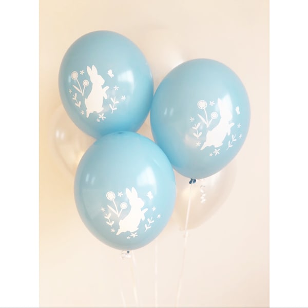 Kaninchen Luftballons - Baby Blau und Weiß - Hohe Qualität - 1st Birthday - Babyparty - Häschen Luftballons - 6er oder 12er Pack