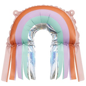 3 x Small Rainbow with Fringes Foil Balloon, 33 x 31.5 cm, Rainbow Balloon, Pastel Rainbow Decorations, Rainbow Party, Rainbow Theme