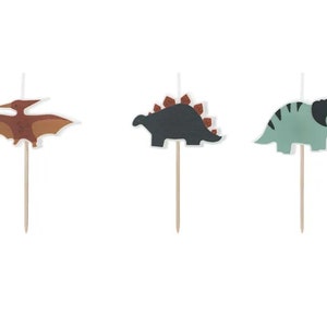 3 Dinosaur Cake Candles, Dino Birthday Candles, Kids Candles, Dinosaur Cake Topper, Cake Decorations, Kids Party Candles, Dinosaur Theme