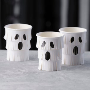 Ghost Fringe Paper Halloween Cups - Halloween Paper Cups - Ghost Paper Cups - Spooky Paper Cups - Halloween Party - Halloween Tableware