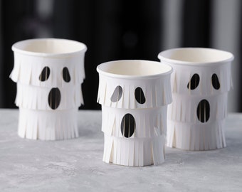 Ghost Fringe Paper Halloween Cups - Halloween Paper Cups - Ghost Paper Cups - Spooky Paper Cups - Halloween Party - Halloween Tableware