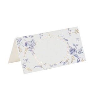 10 cartões de lugar com impressão vintage branco e azul Toile de Jouy, impressão azul elegante, cartões de lugar de casamento, cartões de lugar de mesa Toile de Jouy, assentos