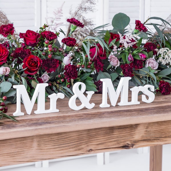 White Mr and Mrs Sign, Mr Mrs Top Table Sign, Top Table Wedding Sign, Mr Mrs Wedding Sign, Sweetheart Table Sign, Freestanding Letter Sign