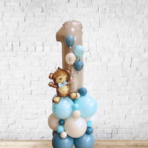 Scultura di palloncino fai da te a forma di orso blu da 55", personalizzata, palloncino per il primo compleanno, palloncino per il primo compleanno dei ragazzi, palloncino in foil per il primo compleanno, regalo