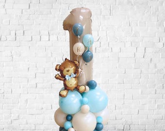 DIY Blue 55" Bear Balloon Sculpture, Personalised, 1st birthday balloon, Boys 1st Birthday Balloon, 1st birthday foil balloon, Gift