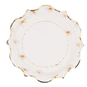 8 Piatti di carta con margherite floreali, Piatti di carta floreale, Stoviglie con margherite floreali, Decorazioni per il tè pomeridiano con margherite, Piatti con margherite, Fiori con margherite