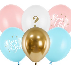 6 Gender Reveal Balloons, Baby Shower Balloons, Gender Reveal Balloon, Boy or Girl Baby Shower, Gender Reveal Balloon Set, Latex