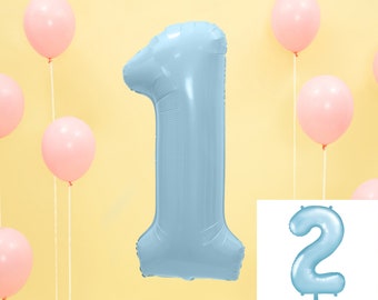 Giant Matte Baby Blue Number Balloon - 34in - Baby Blue Number Balloon - Large Number Balloon - Number 1 Balloon - First Birthday Balloon