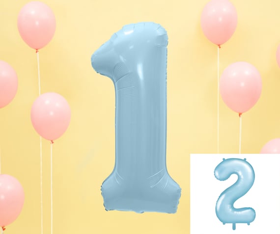 Giant Matte Baby Blue Number Balloon - 34in - Baby Blue Number Balloon - Large Number Balloon - Number 1 Balloon - First Birthday Balloon