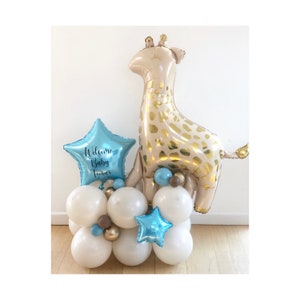 Scultura di palloncini giraffa fai da te, pila di palloncini per neonati, scultura per neonati, palloncini per neonati, palloncini per baby shower, regalo di benvenuto per bambini